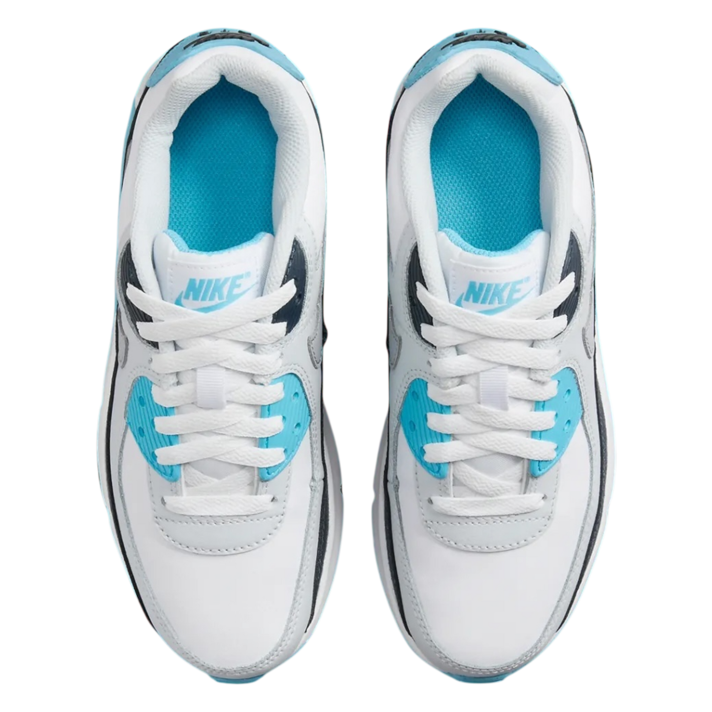 Nike Air Max 90 "White Baltic Blue Armory Navy Wolf Grey" (GS)