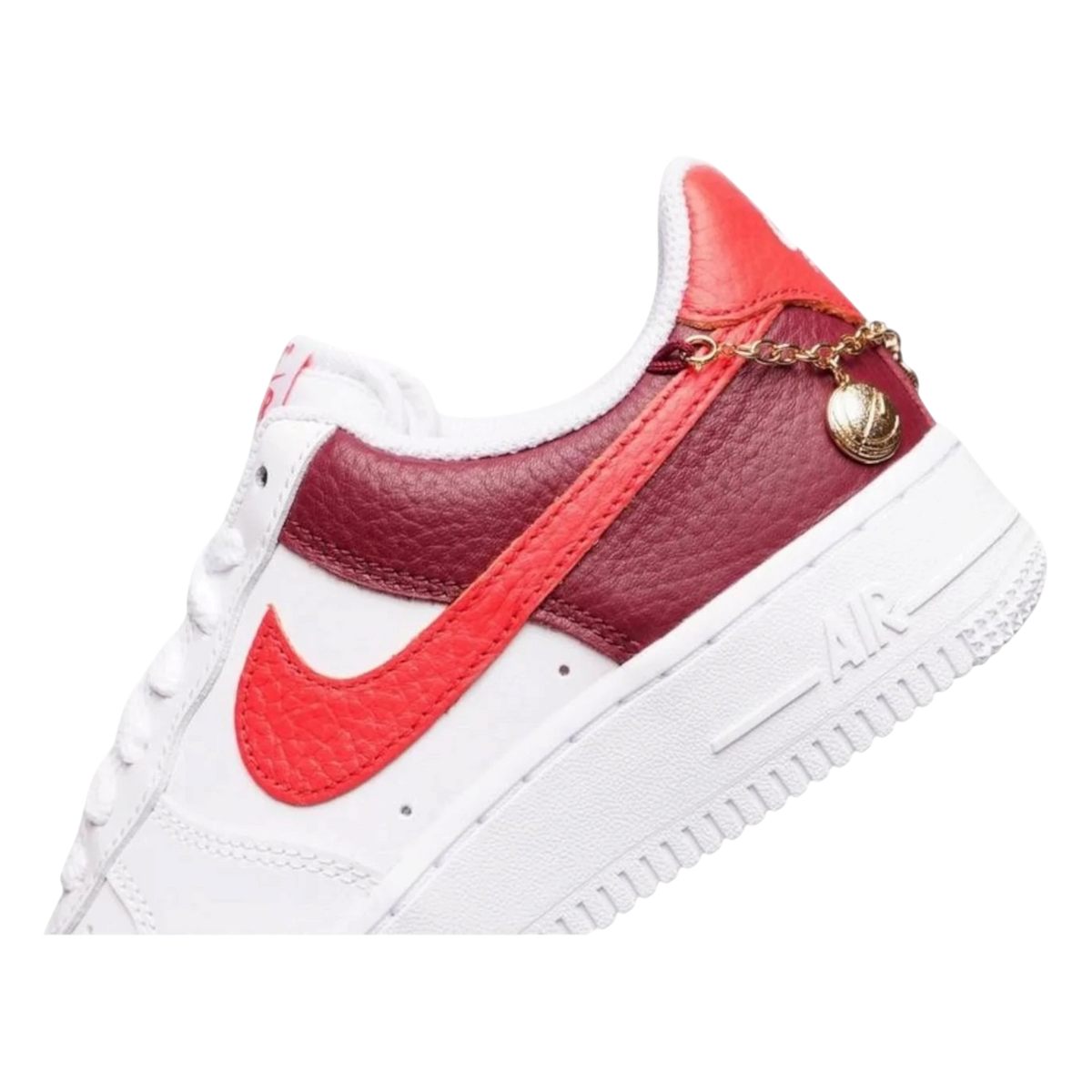 NIKE AIR FORCE 1 LOW '07 WHITE LIGHT CRIMSON GOLD CHARM BRACELET