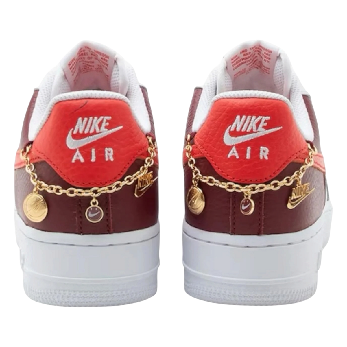 NIKE AIR FORCE 1 LOW '07 WHITE LIGHT CRIMSON GOLD CHARM BRACELET