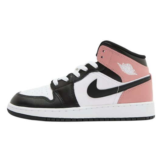 JORDAN 1 MID WHITE RUST PINK BLACK