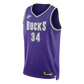 Nike Antetokounmpo Milwaukee Bucks NBA Dri-Fit Jersey Purple