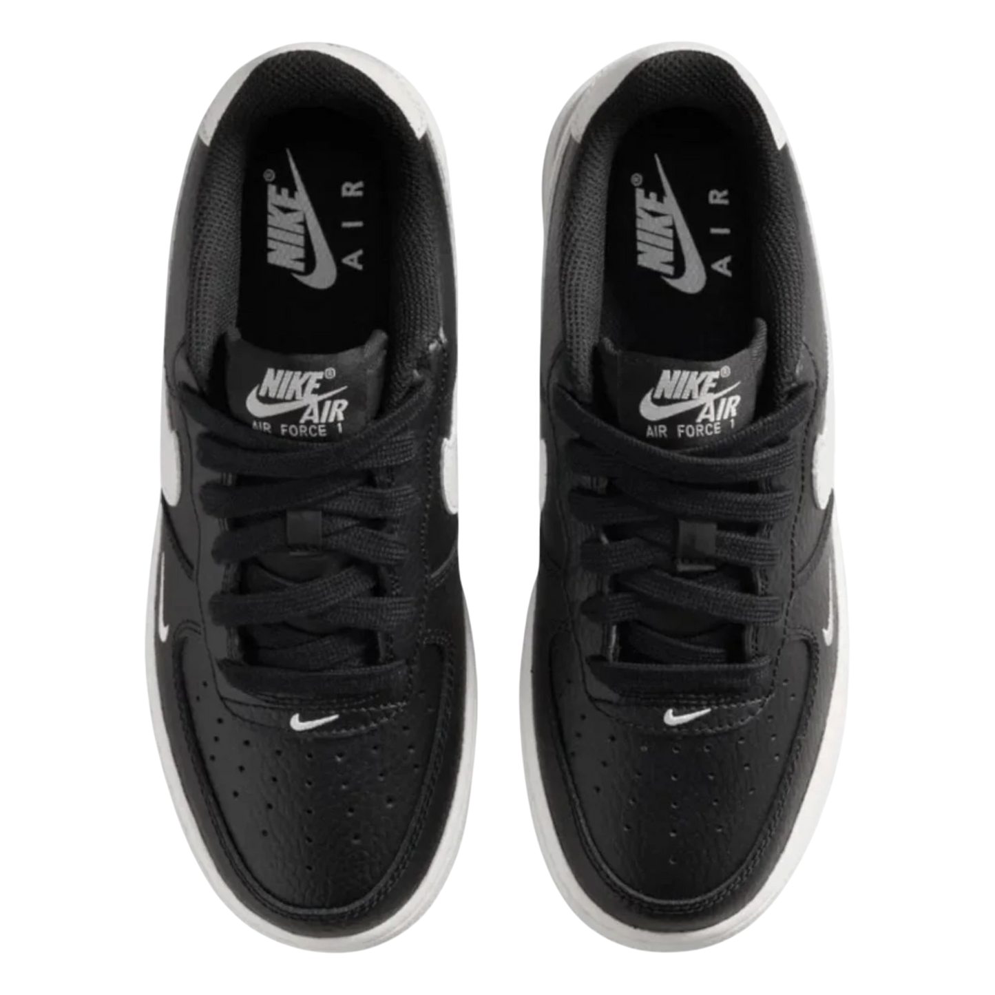 NIKE AIR FORCE 1 BLACK WHITE SWOOSH