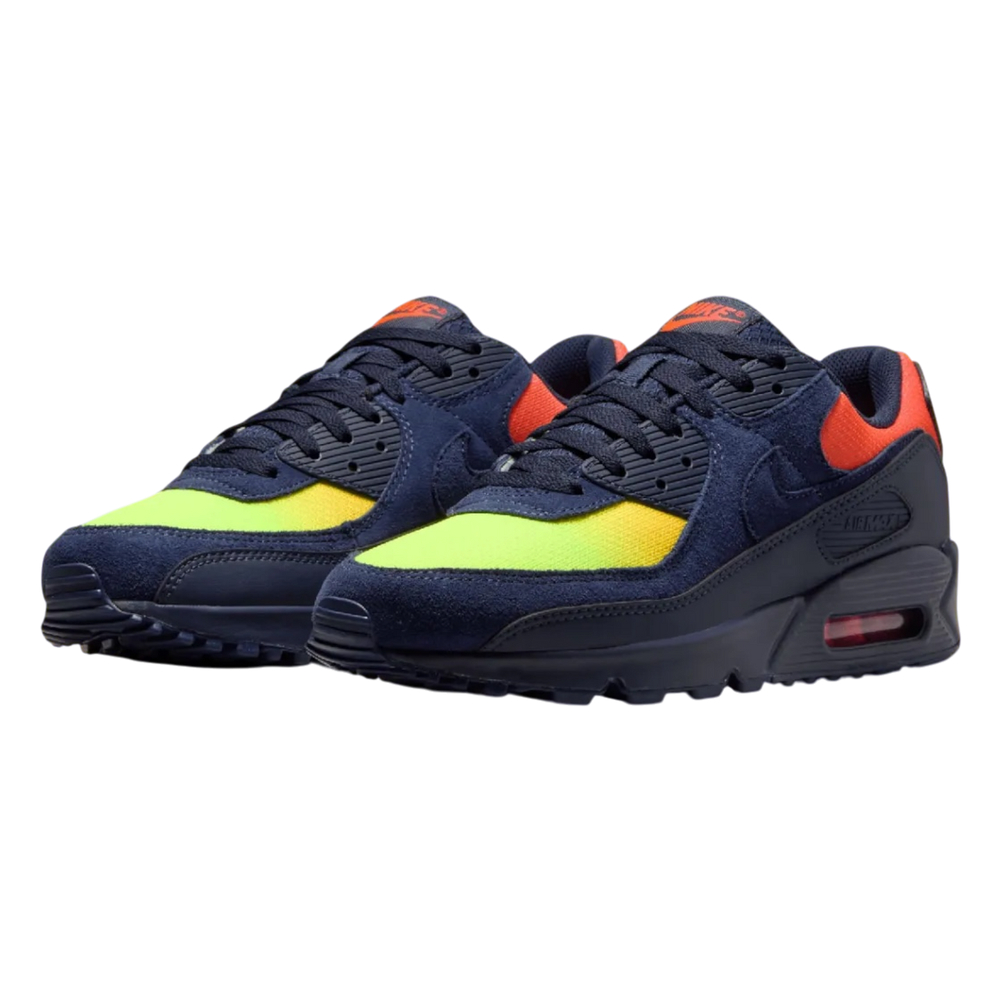 Nike Air Max 90 Blackened Blue Lemon Venom Hyper Crimson Gradient