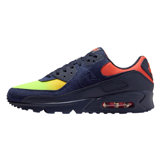 Nike Air Max 90 Blackened Blue Lemon Venom Hyper Crimson Gradient