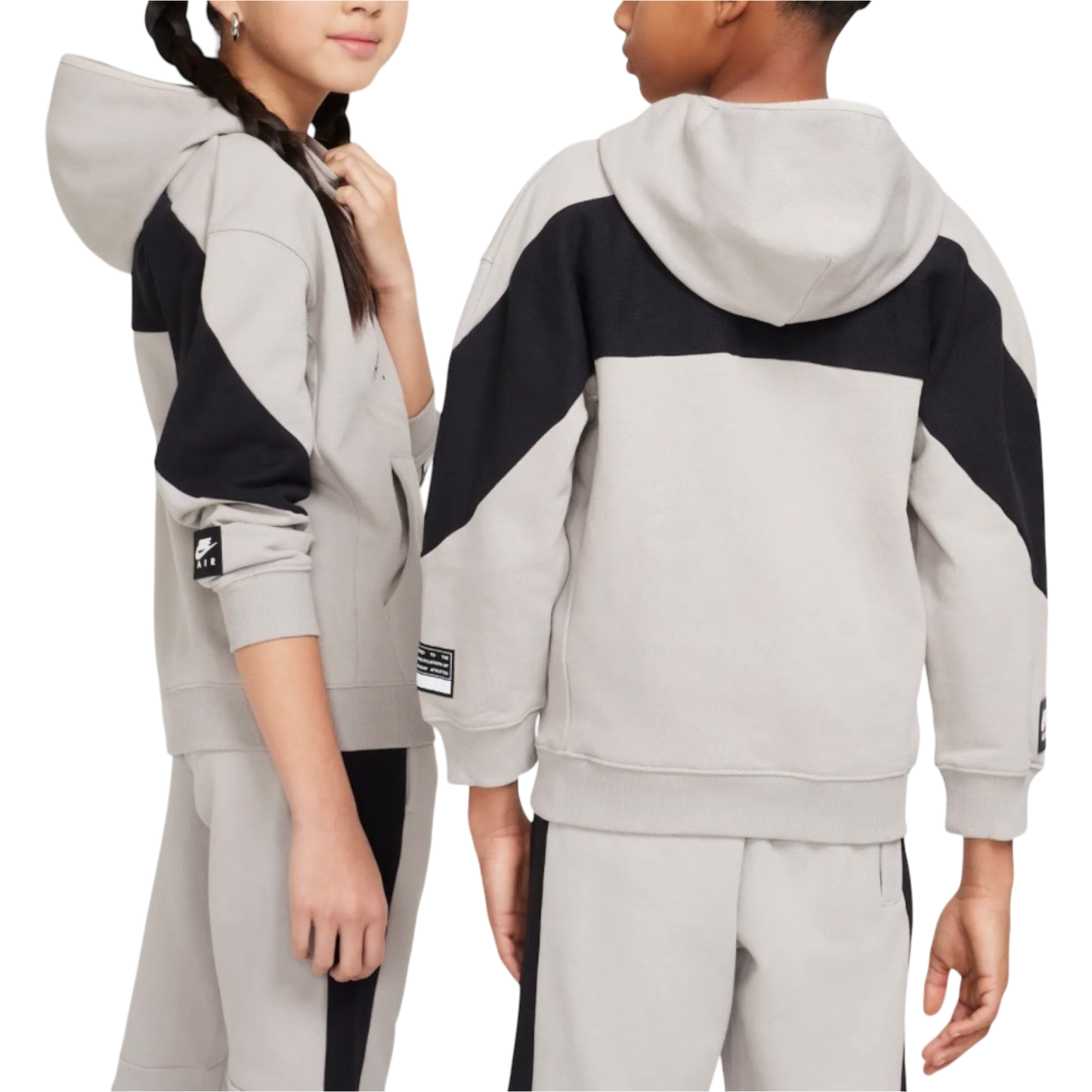 Nike Older Kids Air Fleece Hoodie in Grey/Black