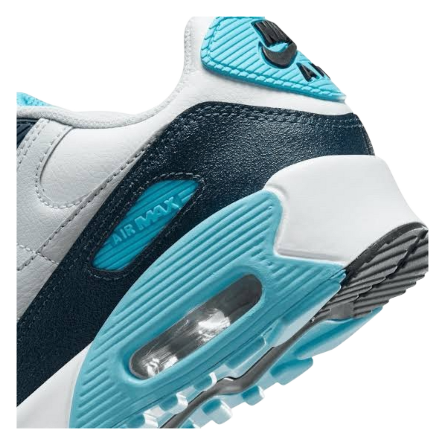 Nike Air Max 90 "White Baltic Blue Armory Navy Wolf Grey" (GS)