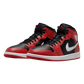 JORDAN 1 MID GYM RED BLACK WHITE