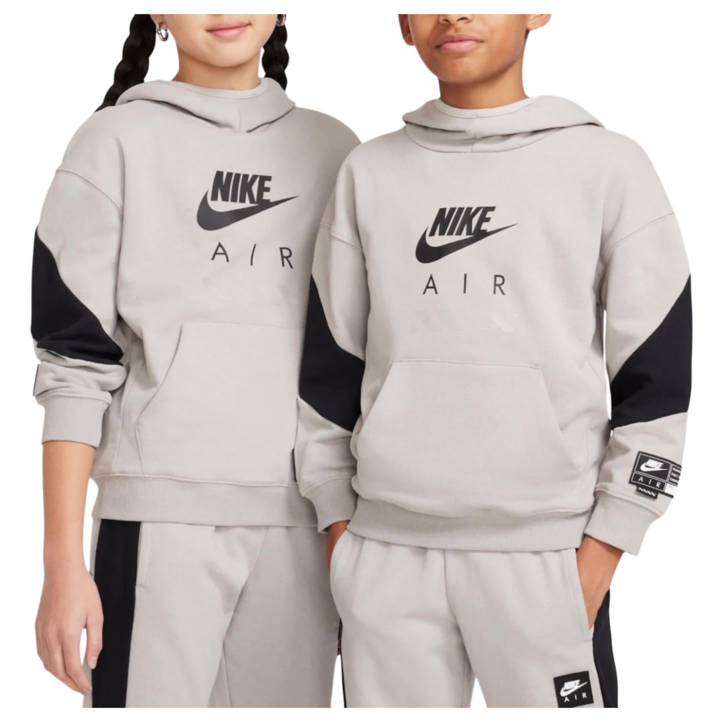 Nike Older Kids Air Fleece Hoodie in Grey/Black