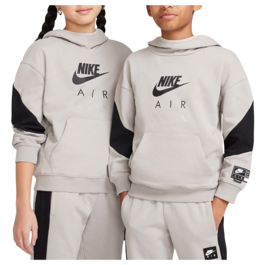 Nike Older Kids Air Fleece Hoodie in Grey/Black