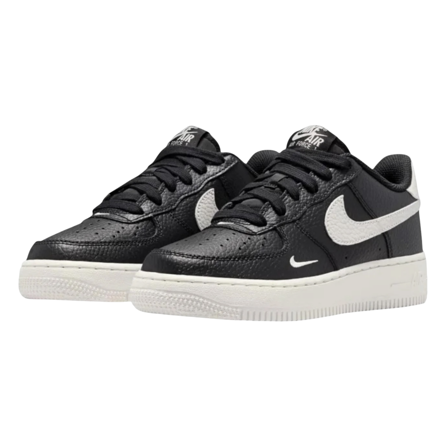 NIKE AIR FORCE 1 BLACK WHITE SWOOSH