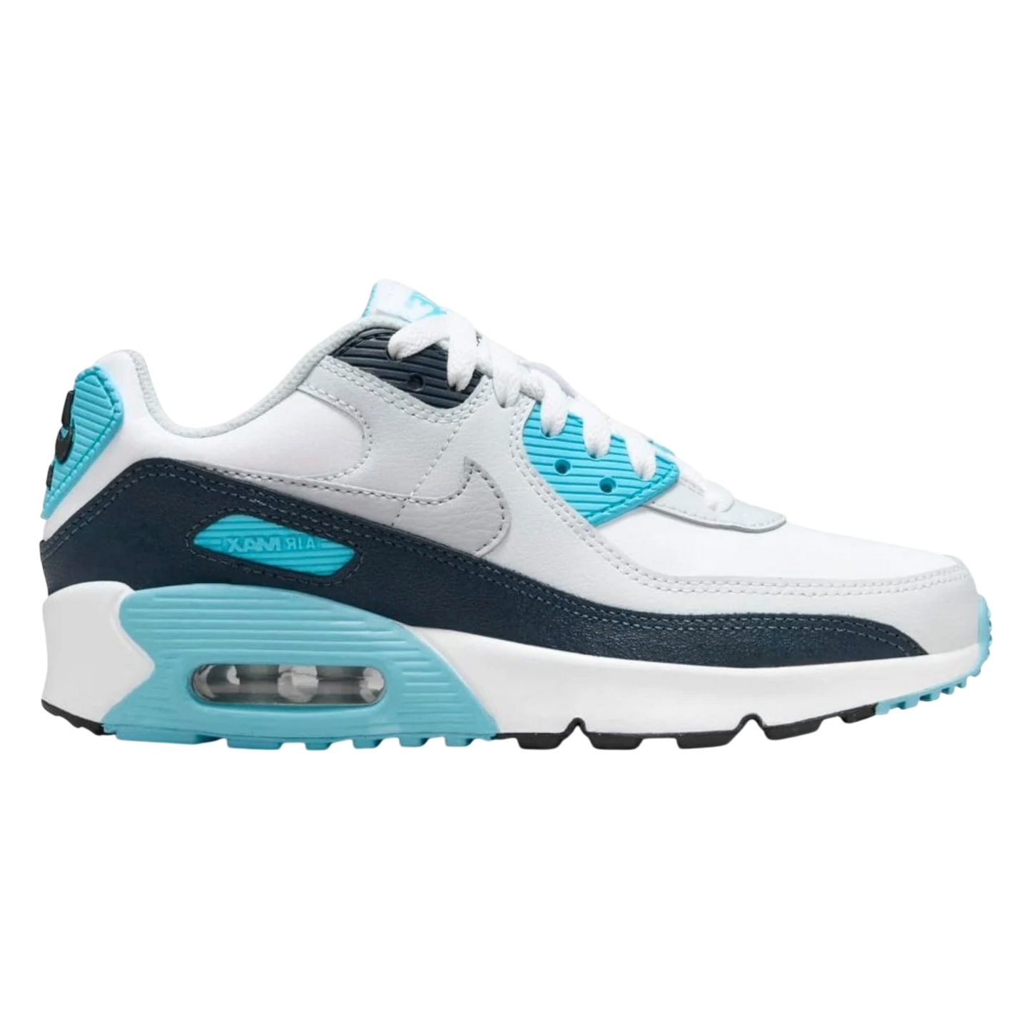 Nike Air Max 90 "White Baltic Blue Armory Navy Wolf Grey" (GS)